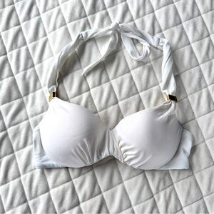 Victoria's Secret White Halter Swim Top with Gold Accents - 32A